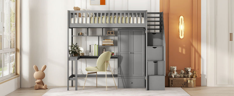 Loft Bed With Bookshelf, Drawers, Desk, And Wardrobe - R&R Furniture Gallery (Fountain Valley, CA)