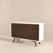 Dresser 6 Drawer - Dark Brown / White - R&R Furniture Gallery (Fountain Valley, CA)