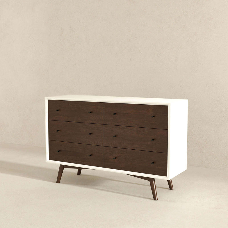 Dresser 6 Drawer - Dark Brown / White - R&R Furniture Gallery (Fountain Valley, CA)