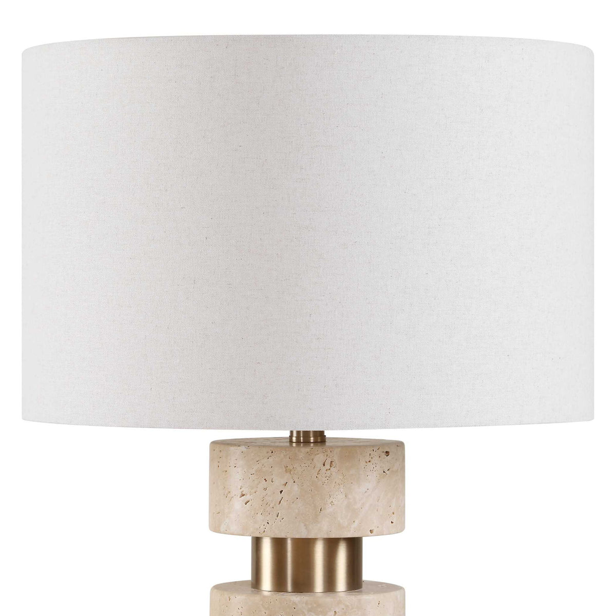 Makani - Travertine Table Lamp - Brass / Gold / White