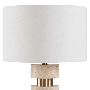 Makani - Travertine Table Lamp - Brass / Gold / White