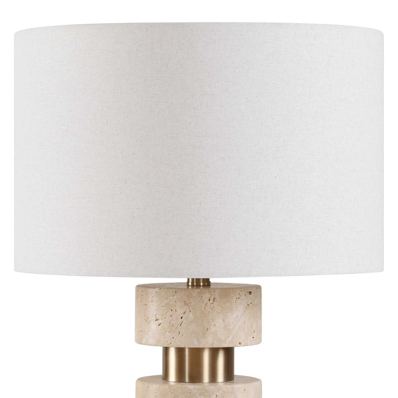 Makani - Travertine Table Lamp - Brass / Gold / White