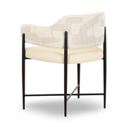 Sezanne - Vegan Leather And 2-Tone Jacquard Dining Chair - Cream - R&R Furniture Gallery (Fountain Valley, CA)
