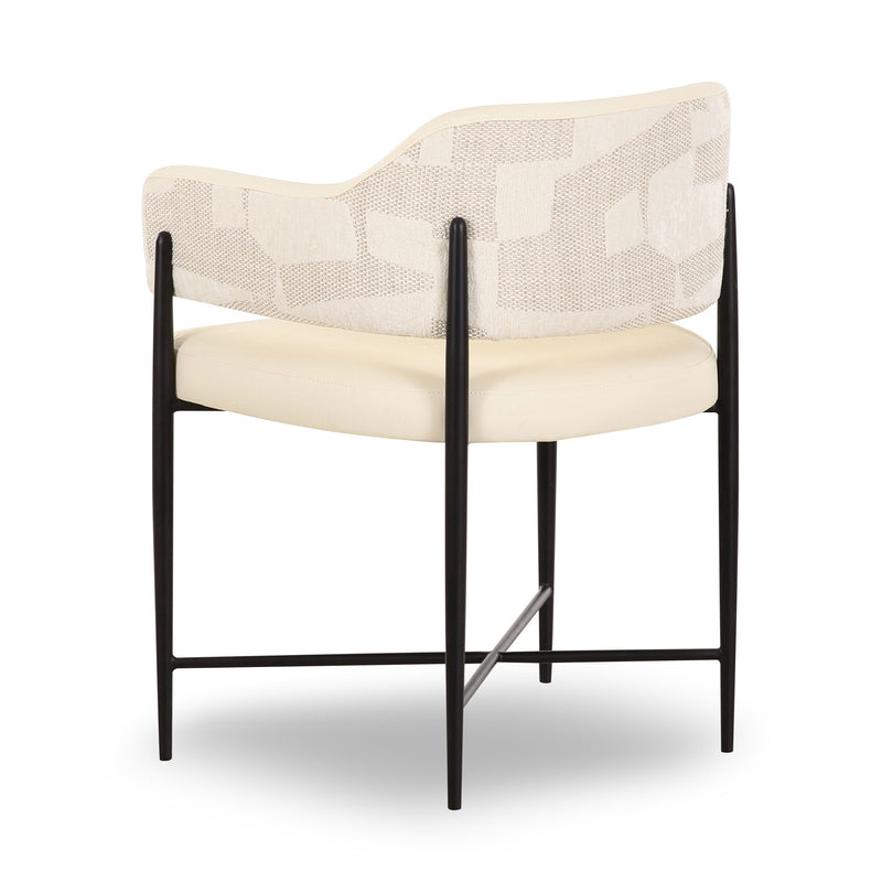 Sezanne - Vegan Leather And 2-Tone Jacquard Dining Chair - Cream - R&R Furniture Gallery (Fountain Valley, CA)