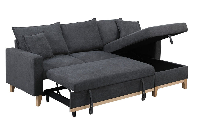 Colton - Reversible Sleeper Sectional Sofa With Storage Chaise - Dark Gray - R&R Furniture Gallery (Fountain Valley, CA)