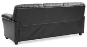Black Olney stationary sofa by Glory Furniture with cushioned armrests and a sleek modern design.