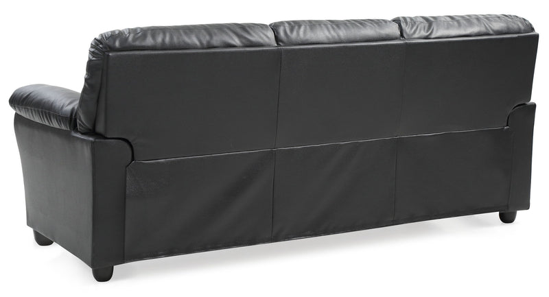 Black Olney stationary sofa by Glory Furniture with cushioned armrests and a sleek modern design.