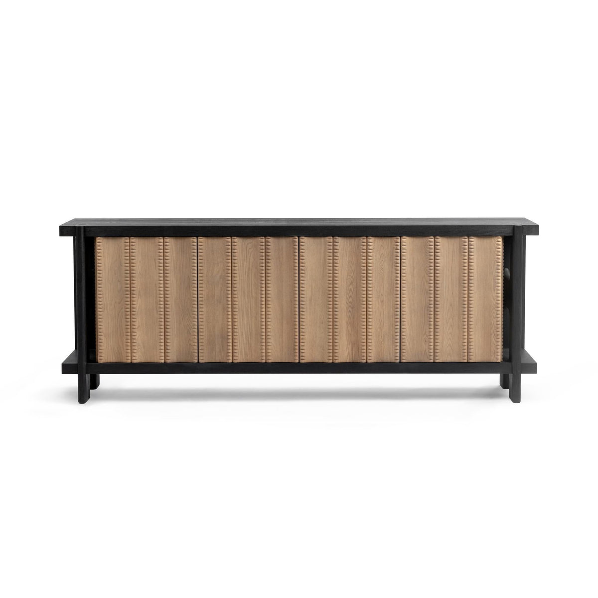 Classic Home Ellison 4-door buffet cabinet in Shoreline Noir with sleek design and ample storage space.