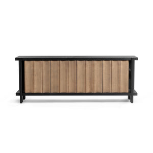 Classic Home Ellison 4-door buffet cabinet in Shoreline Noir with sleek design and ample storage space.