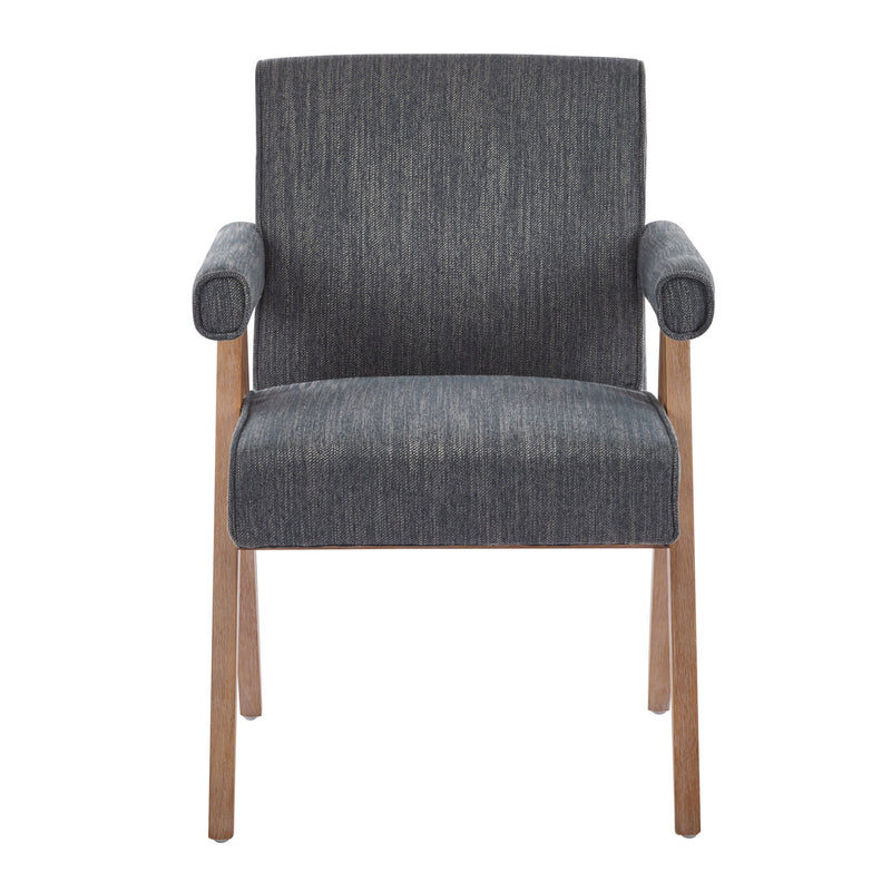 Contemporary Poppy Fabric Dining Armchair With Rubberwood Legs - R&R Furniture Gallery (Fountain Valley, CA)