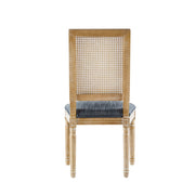 French Country Dining Chair With Rectangular Cane Backrest And Smooth Upholstered Seating - R&R Furniture Gallery (Fountain Valley, CA)