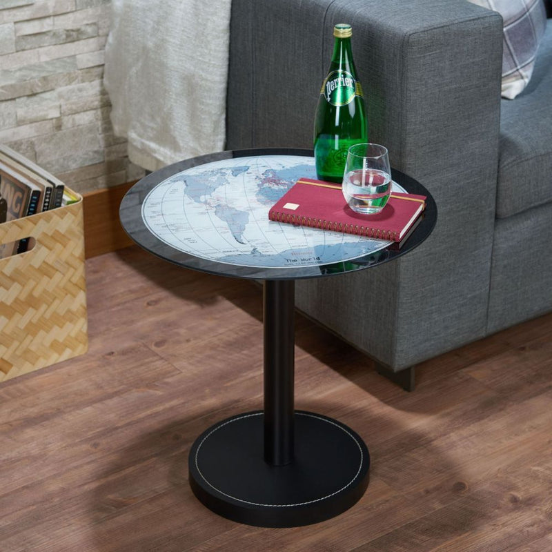 Boli - End Table - Black & Map Glass - R&R Furniture Gallery (Fountain Valley, CA)