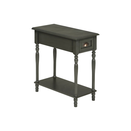 8th Street accent side table with two tiers, storage drawer, traditional style, featuring a stylish design and functional surface.