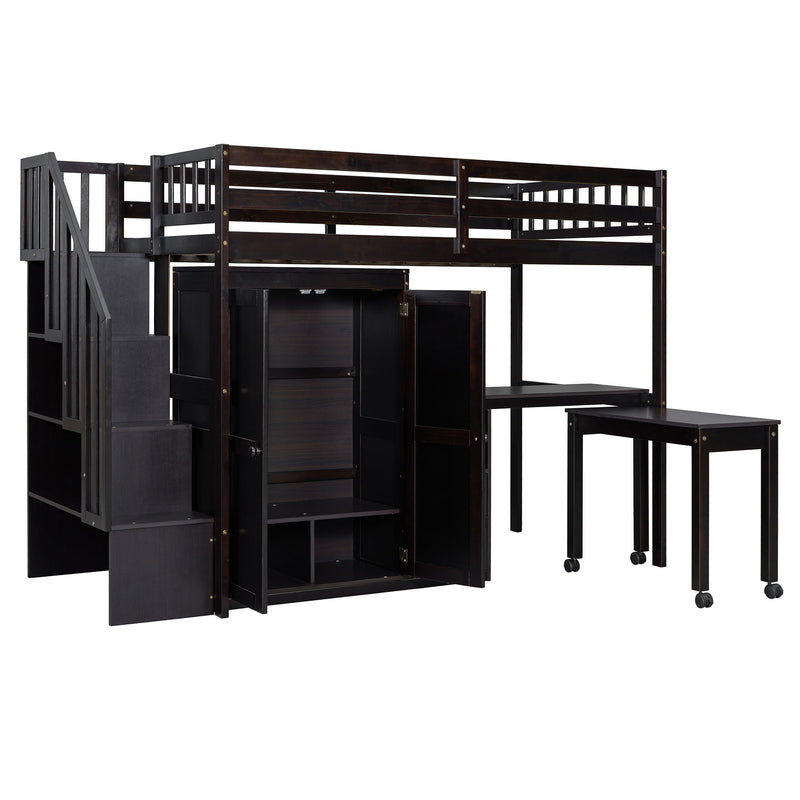 Loft Bed With Stairs, Bookshelf, Drawers, Desk & Wardrobe, Space Saving Multifunctional Furniture - R&R Furniture Gallery (Fountain Valley, CA)
