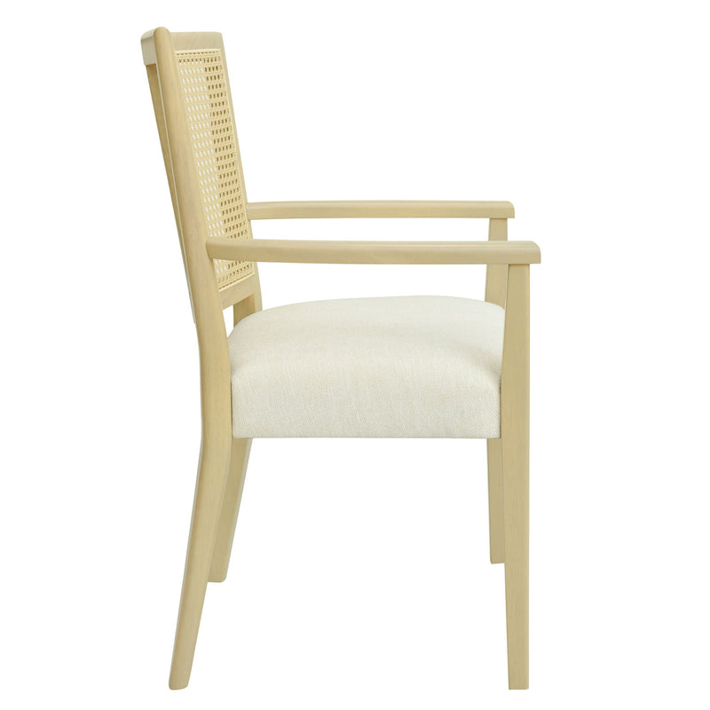 Mid Century Modern Arm Dining Chairs With Rattan Backrest - R&R Furniture Gallery (Fountain Valley, CA)