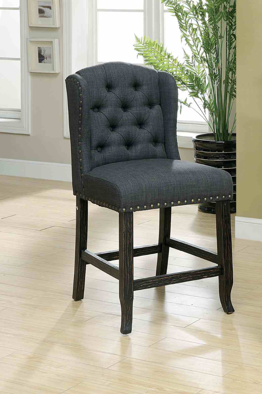 Sania - Counter Ht. Wingback Chair, D.Gray (2/CTN)