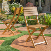 Outdoor Foldable Wood Dining Chair With Slat Design (Set of 2) - R&R Furniture Gallery (Fountain Valley, CA)