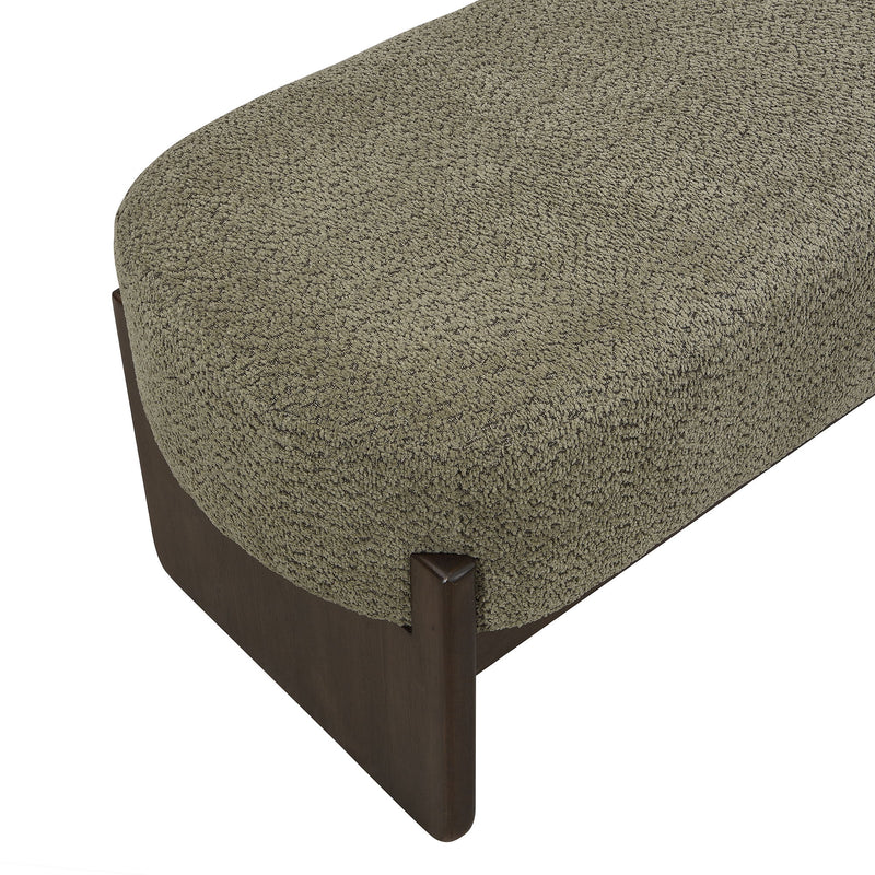Noble House Loop Yarn Ottoman bench with woven fabric and wooden legs, versatile home decor accent for seating or footrest.