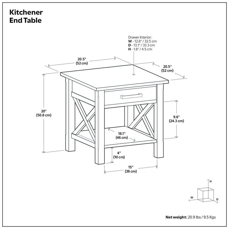 Handcrafted Kitchener console table by Simpli-Home featuring a sleek wooden surface and sturdy legs, ideal for entryways or living rooms.