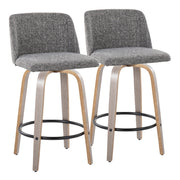 Toriano - Contemporary Fixed Height Counter Stool With Swivel & Round Footrest (Set of 2) - R&R Furniture Gallery (Fountain Valley, CA)