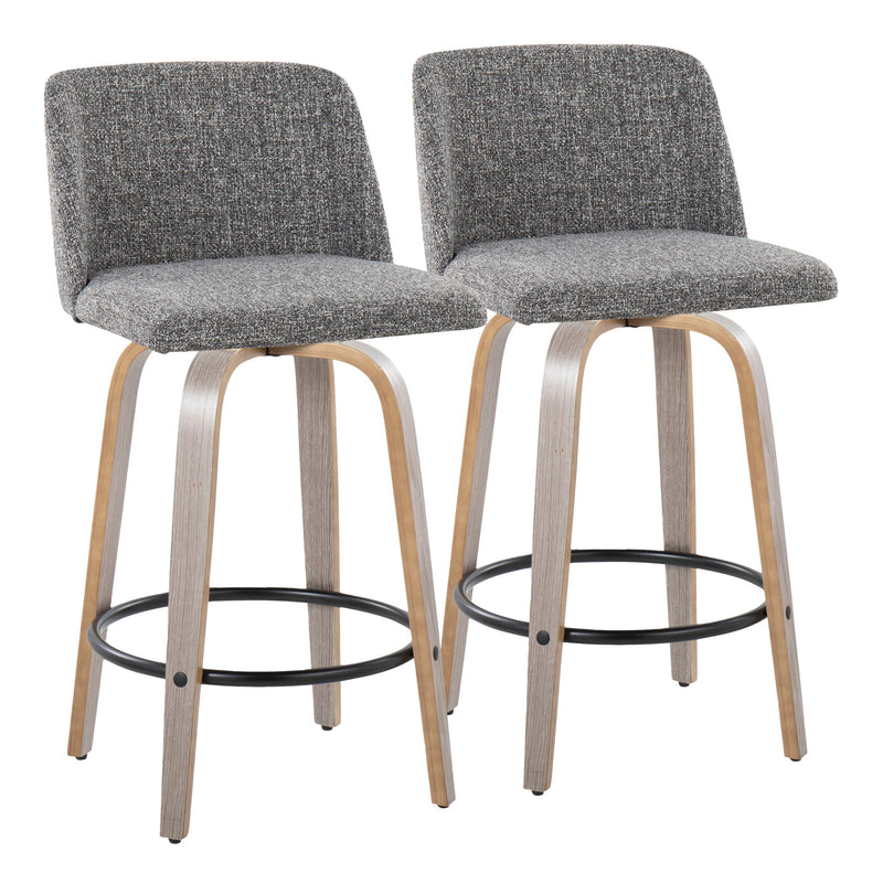 Toriano - Contemporary Fixed Height Counter Stool With Swivel & Round Footrest (Set of 2) - R&R Furniture Gallery (Fountain Valley, CA)