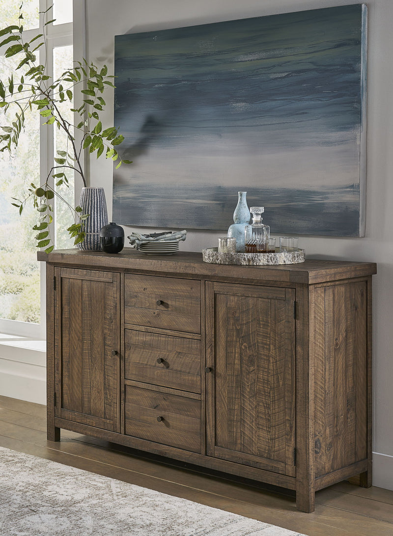 Autumn Solid Wood Three Drawer Two Door Sideboard in Flint Oak