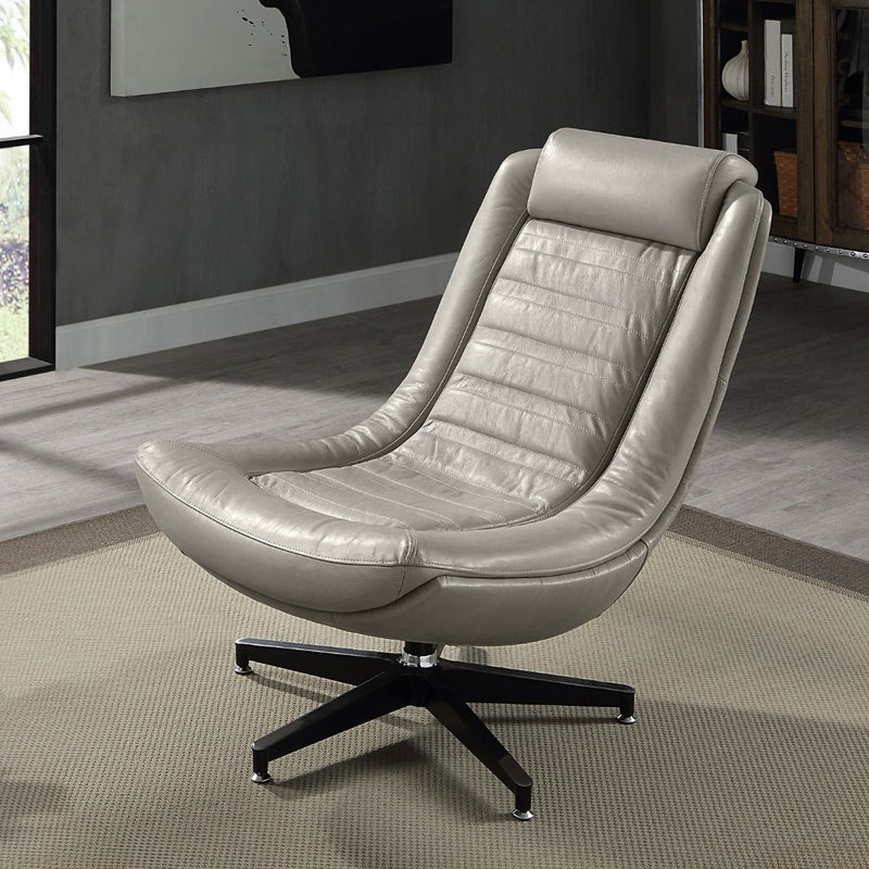 Piran - Accent Chair With Swivel - Twilight Top Grain Leather - R&R Furniture Gallery (Fountain Valley, CA)