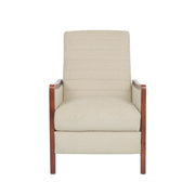 Mid Century Modern Fabric Channel Stitch Wood Pushback Recliner - R&R Furniture Gallery (Fountain Valley, CA)