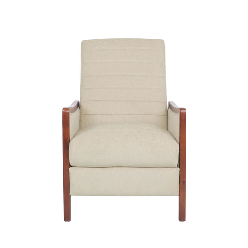 Mid Century Modern Fabric Channel Stitch Wood Pushback Recliner - R&R Furniture Gallery (Fountain Valley, CA)