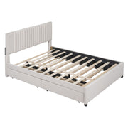 Upholstered Platform Bed With Drawers, Classic Headboard Design - R&R Furniture Gallery (Fountain Valley, CA)
