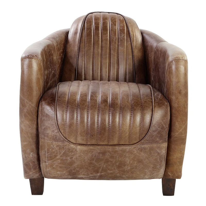 Brancaster - Chair - Retro Brown Top Grain Leather & Aluminum - R&R Furniture Gallery (Fountain Valley, CA)