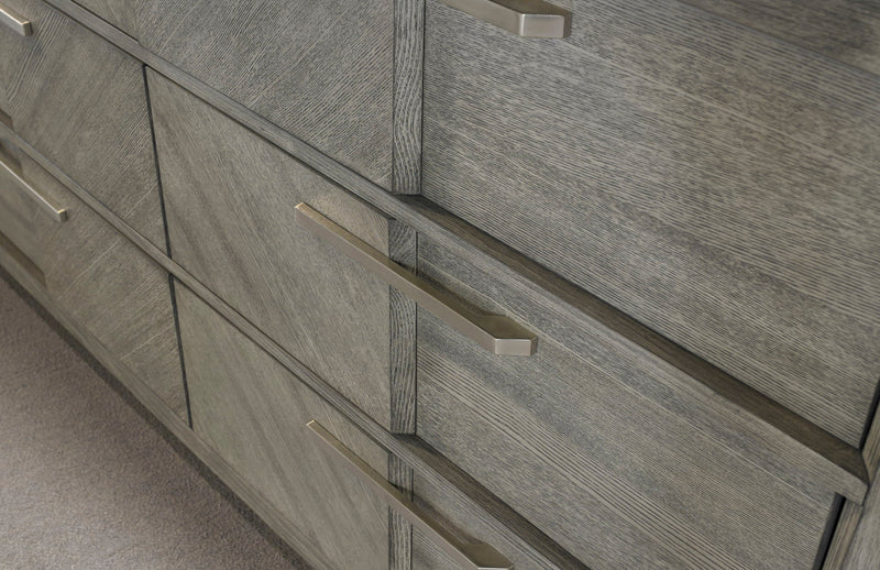 6 Drawer Dresser Book Matched Veneers - Gray - R&R Furniture Gallery (Fountain Valley, CA)