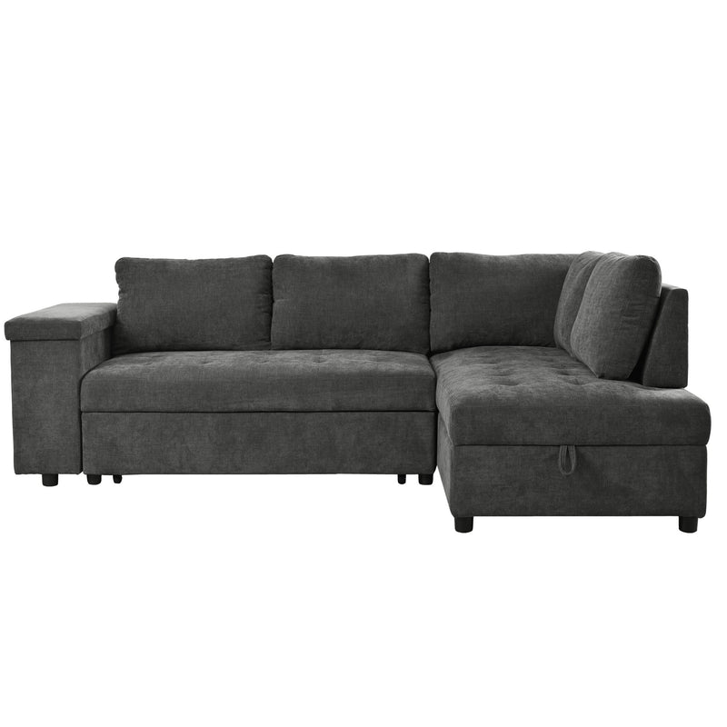 L Shaped Couch With Pull Out Bed And Storage Sectional Sleeper Sofa With Hidden Storage, Wide Armrest With Storage, For Living Room, Apartment, Bedroom, Office - R&R Furniture Gallery (Fountain Valley, CA)