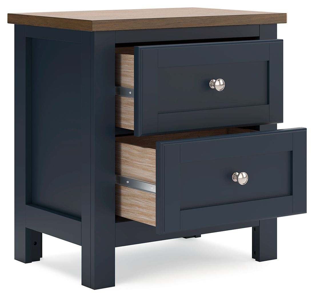 Landocken - Two Drawer Night Stand - Brown / Blue - R&R Furniture Gallery (Fountain Valley, CA)