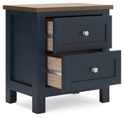Landocken - Two Drawer Night Stand - Brown / Blue - R&R Furniture Gallery (Fountain Valley, CA)