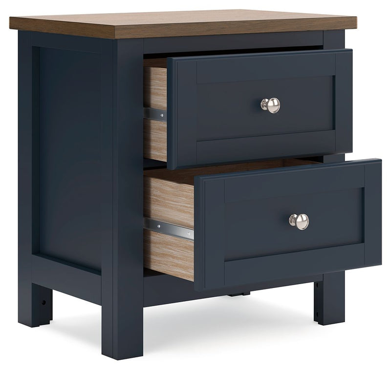 Landocken - Two Drawer Night Stand - Brown / Blue - R&R Furniture Gallery (Fountain Valley, CA)