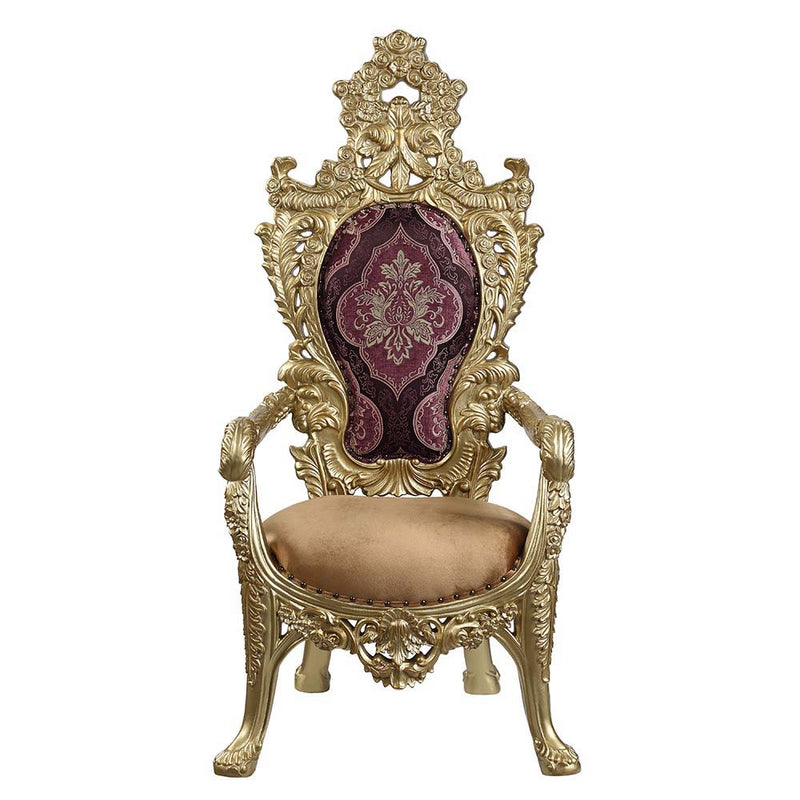 Bernadette - Arm Chair (Set of 2) - Pattern Fabric & Gold - R&R Furniture Gallery (Fountain Valley, CA)