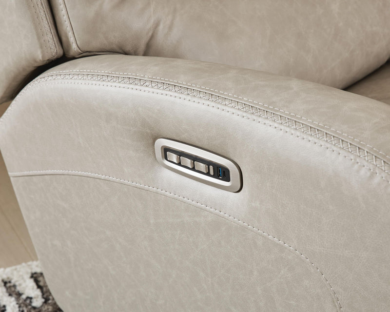 Motion-Max - Swivel Glider Power Recliner - Stonewash
