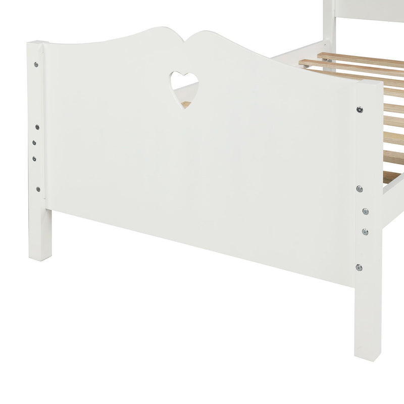 DreamHaus platform bed with slat support, featuring a stylish headboard and footboard in a modern bedroom setting.