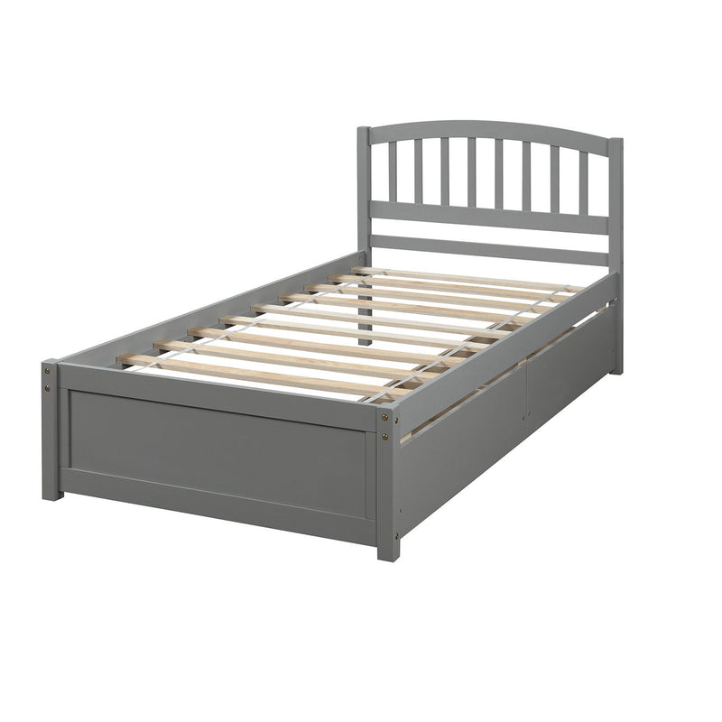 Platform Storage Bed Wood Bed Frame With Two Drawers And Headboard - R&R Furniture Gallery (Fountain Valley, CA)