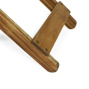 Outdoor folding wooden side table by Noble House, showing a compact, natural wood finish with foldable design and sturdy legs.