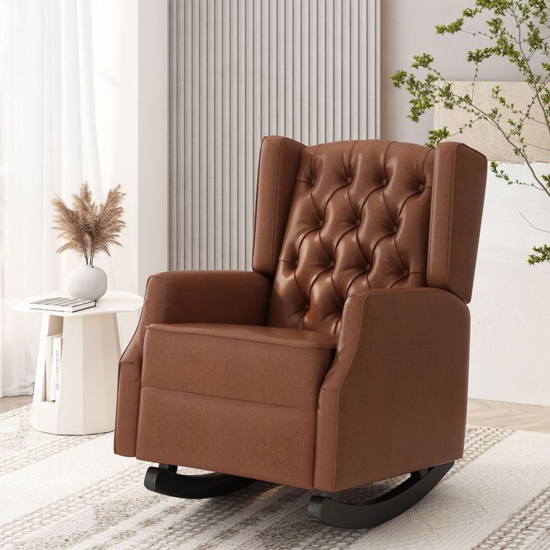 Moss - Upholstered Rocking Recliner With Diamond Tufting And Wingback - Light Brown - R&R Furniture Gallery (Fountain Valley, CA)