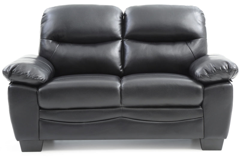 Glory Furniture Marta stationary loveseat with plush fabric upholstery and cushioned armrests, ideal for cozy living room seating.
