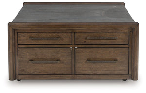 Kallenny - Square Cocktail Table - Brown / Gray - R&R Furniture Gallery (Fountain Valley, CA)