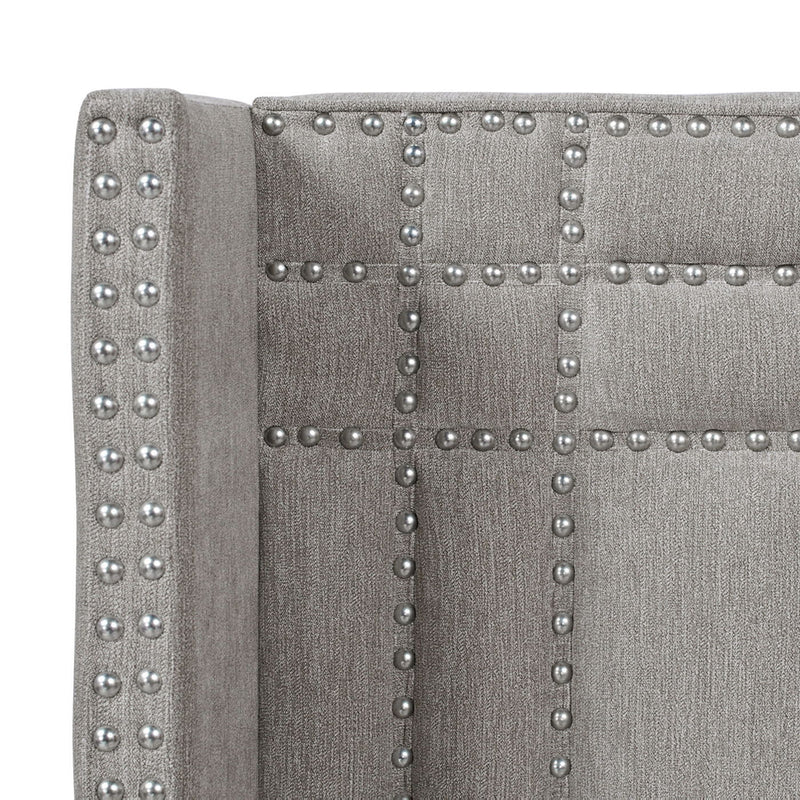 Elle - Wingback Upholstered King Bed - Silver Gray - R&R Furniture Gallery (Fountain Valley, CA)