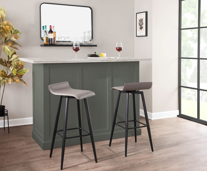Pair of Lumi Source contemporary fixed height bar stools set, modern design with sleek seats and sturdy legs for kitchen or bar use.
