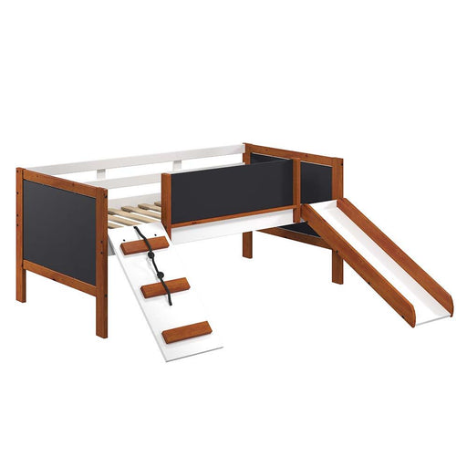 Aurea - Twin Loft Bed With Slide - Cherry Oak & White - R&R Furniture Gallery (Fountain Valley, CA)