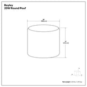 Simpli-Home Bayley round braided accent pouf in neutral tones, versatile for living room or bedroom decor.