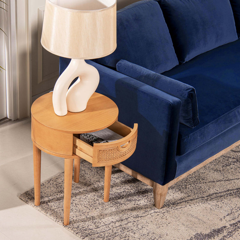 Cabana - Round Cane Storage Side Table - Natural Brown Oak - R&R Furniture Gallery (Fountain Valley, CA)