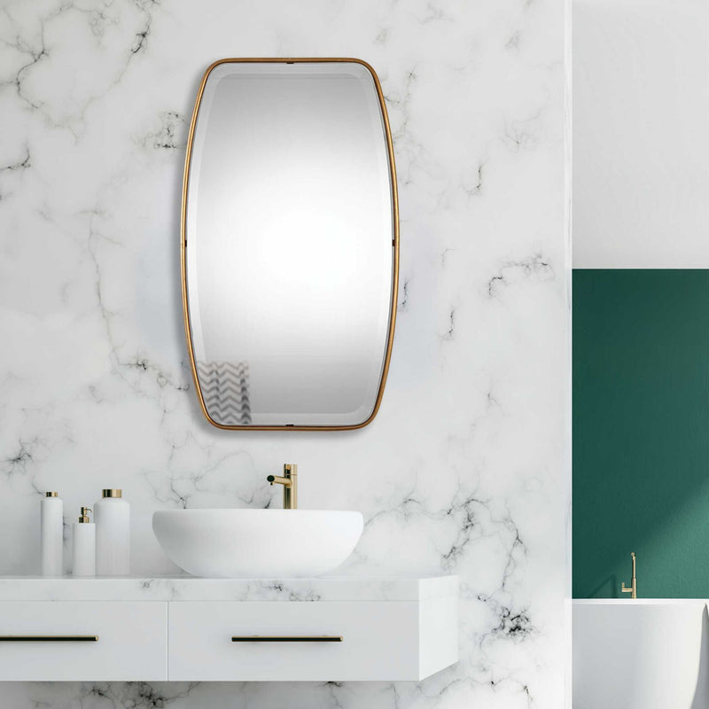 Uttermost Canillo wall mirror with a sleek, modern frame, reflecting a contemporary home decor style.
